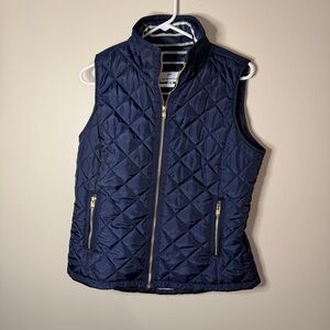 Southern Tide Quilted Navy Blue/gold Vest Women Size MED Full Zip Puffer vest